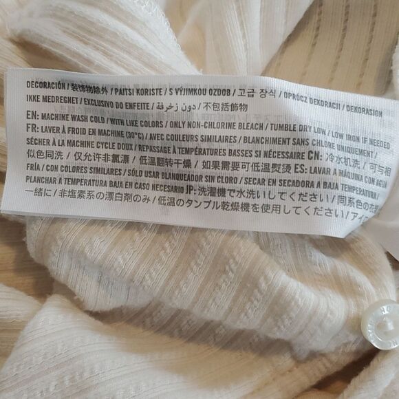 HOLLISTER RIBBED KNIT FAUX CARDIGAN CREAM IVORY OFF-WHITE SIZE MEDIUM 90s Y2K - Picture 7 of 9